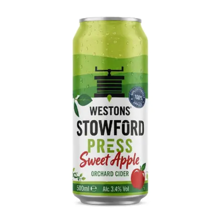 24 cans x Westons Stowford Press Sweet Apple Orchard Cider 500ml. (3.4%Abv.)